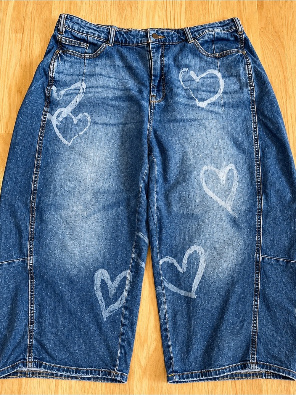 Anthropologie Pilcro Kenna Heart Print Barrel Jeans Plus Size 18W